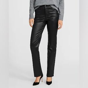 Express high rise cropped flare faux black leather pants 0